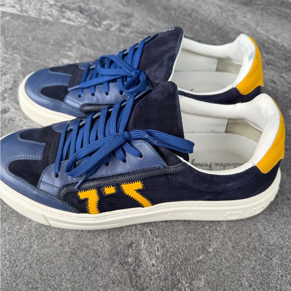 Salvatore Ferragamo Blue and Yellow Sneakers